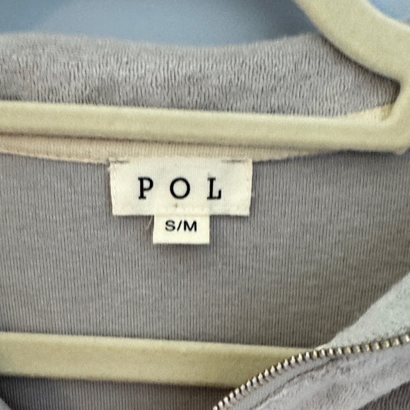 POL Women's Half-Zip Blouse in Gray and Cream - Picture 2 of 7